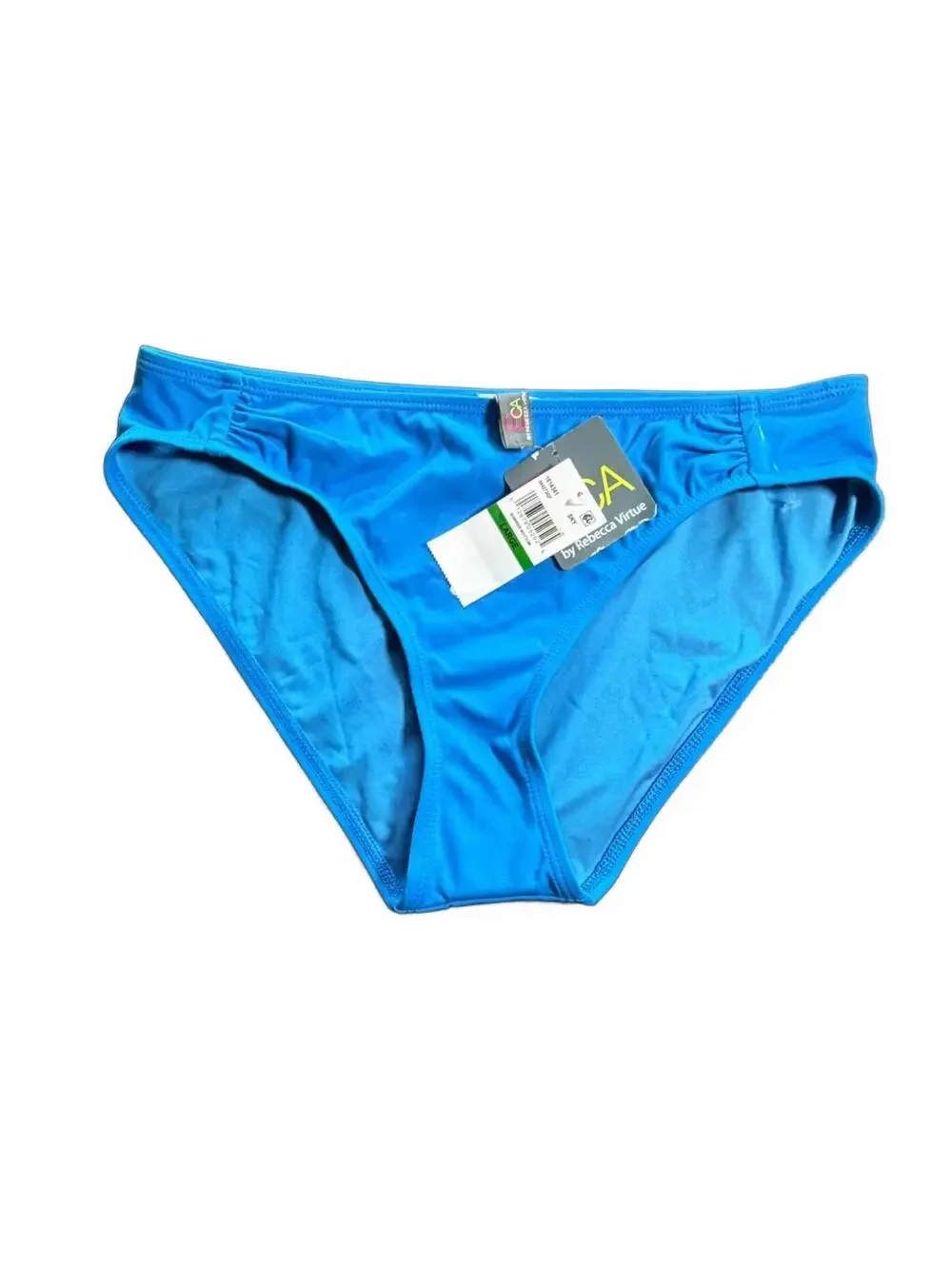 BECCA SKY blue shirred bikini swim bottoms size L NWT